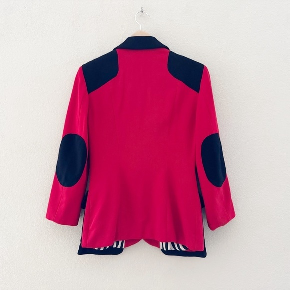 Moschino Vintage Blazer Cheap Chic Wool 80s Military Italy Designer Red Black 10 - Picture 7 of 12